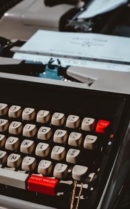 Превью обои печатная машинка, клавиши, клавиатура, устройство, типографика