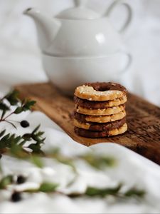 Превью обои печенье, чашка, чайник, десерт