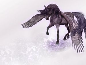 Превью обои пегас, конь, крылья, вода