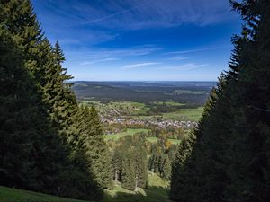 Превью обои пейзаж, деревья, луга, дома