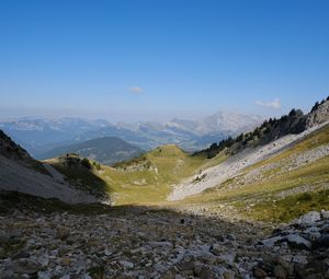 Превью обои пейзаж, горы, долина, вид, природа