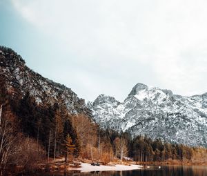 Превью обои пейзаж, горы, озеро, снежный