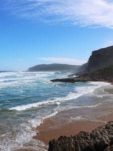 Превью обои пейзаж, море, берег, скалы