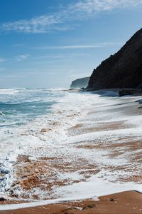 Превью обои пейзаж, море, пена, скала, природа