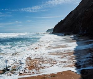 Превью обои пейзаж, море, пена, скала, природа