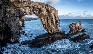 Превью обои пейзаж, море, скалы, арка, камни, природа