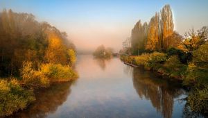 Превью обои пейзаж, река, деревья, отражени, природа, осень