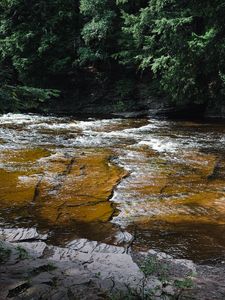 Превью обои пейзаж, река, камни, природа, деревья