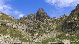 Превью обои пейзаж, скалы, озеро, камни