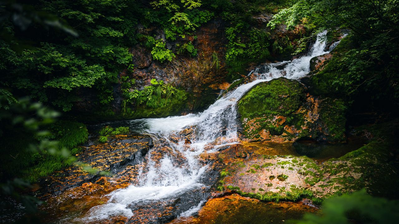 Обои пейзаж, водопад, каскад, камни, природа картинки на рабочий стол, фото  скачать бесплатно