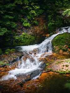 Превью обои пейзаж, водопад, каскад, камни, природа