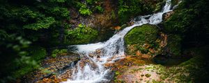 Превью обои пейзаж, водопад, каскад, камни, природа