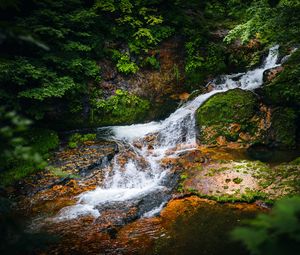 Превью обои пейзаж, водопад, каскад, камни, природа