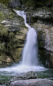 Превью обои пейзаж, водопад, вода, скалы, природа