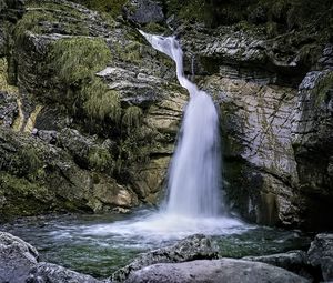 Превью обои пейзаж, водопад, вода, скалы, природа