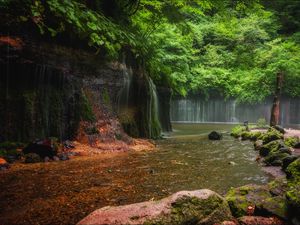 Превью обои пейзаж, водопады, река, природа