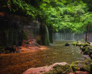 Превью обои пейзаж, водопады, река, природа