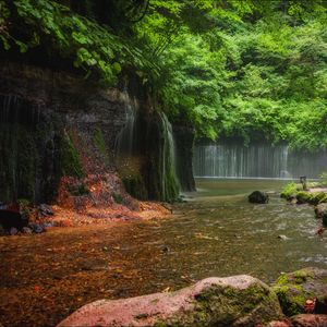 Превью обои пейзаж, водопады, река, природа