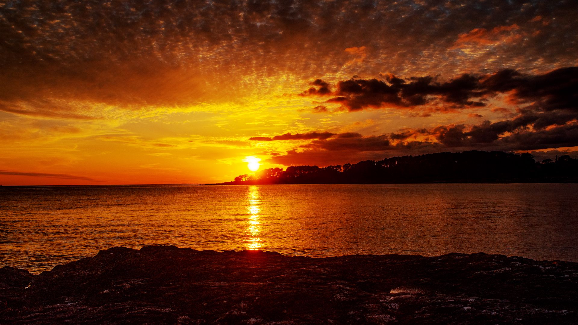 Скачать 1920x1080 пейзаж, закат, море, облака обои, картинки full hd ...