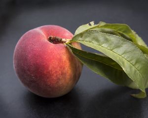 Превью обои персик, фрукт, спелый, листья