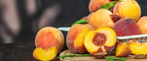 Превью обои персики, фрукты, спелый, урожай
