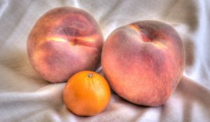 Превью обои персики, мандарин, фрукты
