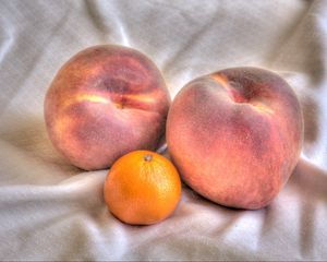 Превью обои персики, мандарин, фрукты