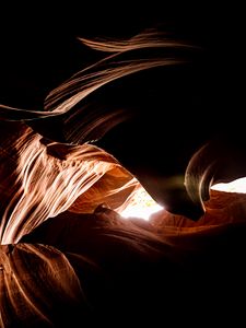 Превью обои пещера, каньон, рельеф, темный, свет