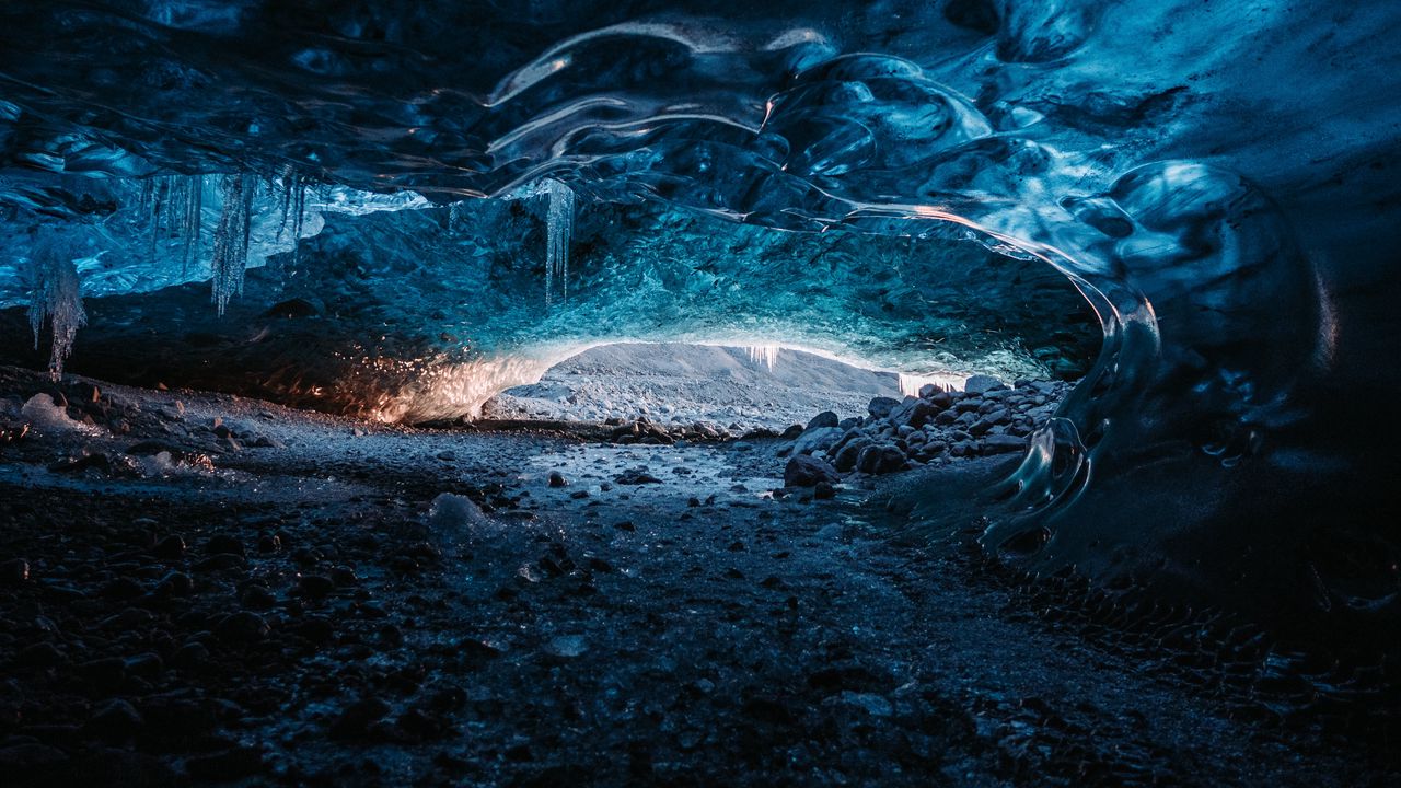 Обои пещера, лед, камни, замерзший, ледник
