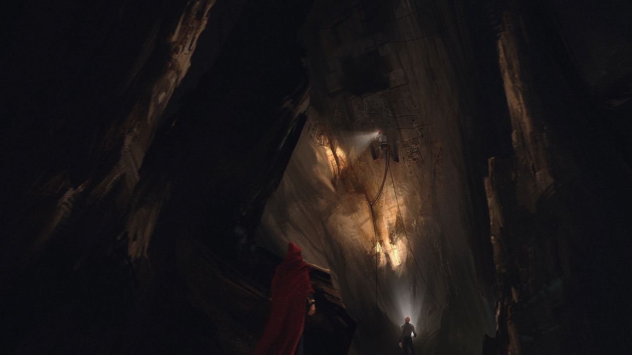 Обои пещера, люди, арт, скалолазание, темный
