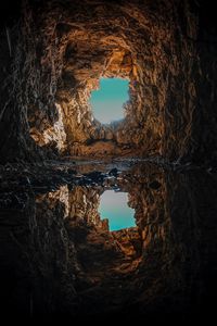 Превью обои пещера, лужа, вода, отражение