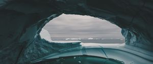 Превью обои пещера, море, лед, айсберг, природа