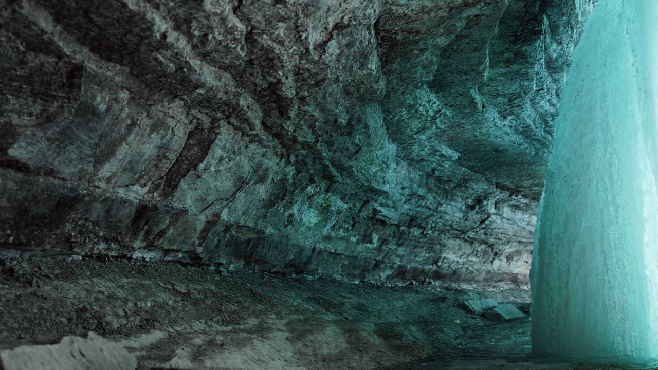 Обои пещера, скала, лед