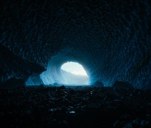 Превью обои пещера, свет, тоннель, камни