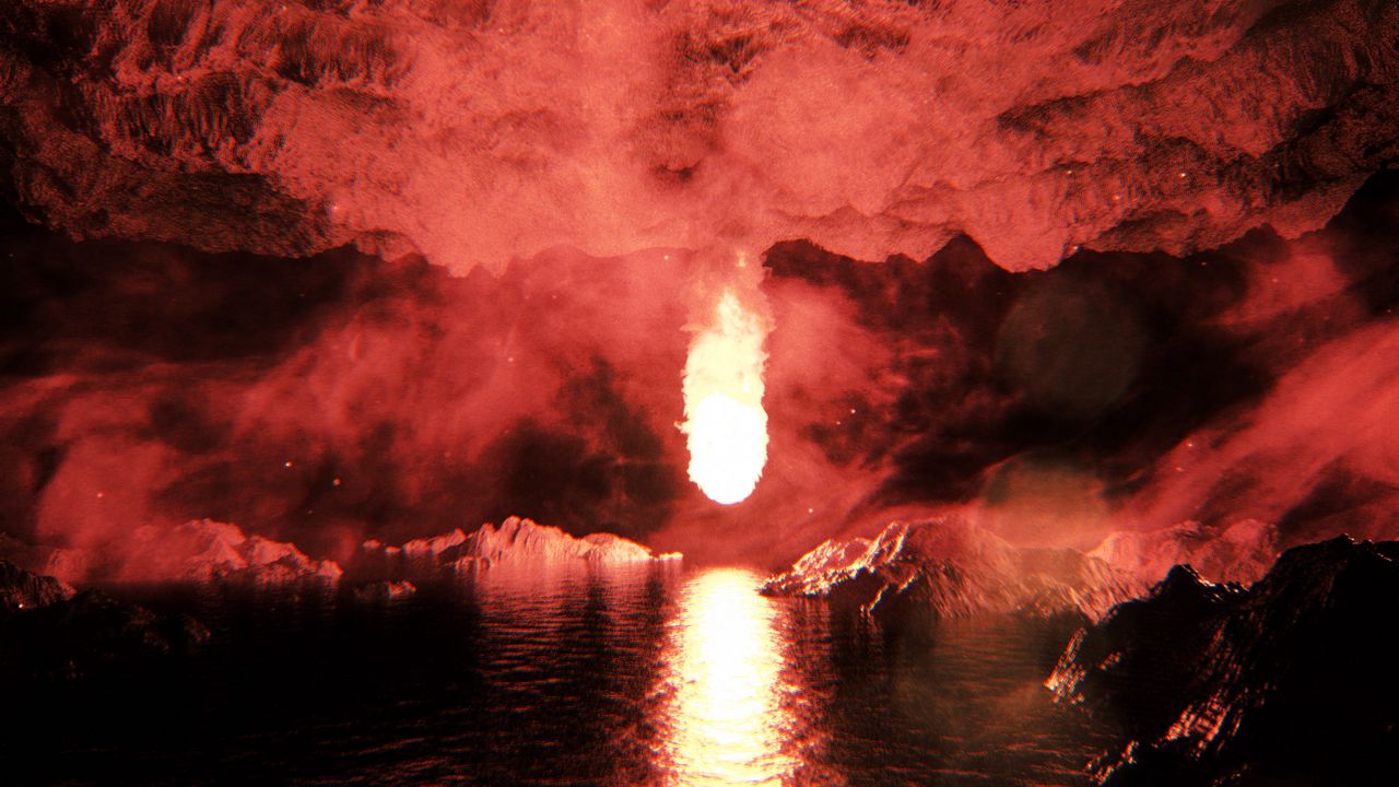 Обои пещера, вода, свет, яркий, подземный