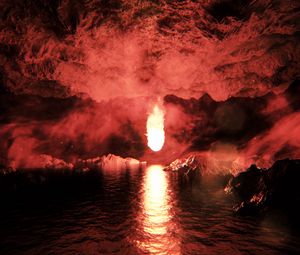 Превью обои пещера, вода, свет, яркий, подземный