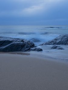 Превью обои песок, берег, море, природа