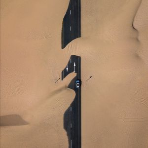 Превью обои песок, дорога, пустыня, дюны, минимализм