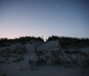 Превью обои песок, холм, трава, темный