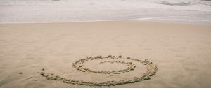 Превью обои песок, пляж, море, спираль