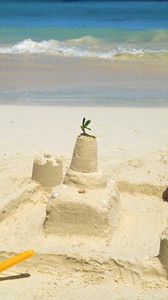 Превью обои песок, замок, берег, море