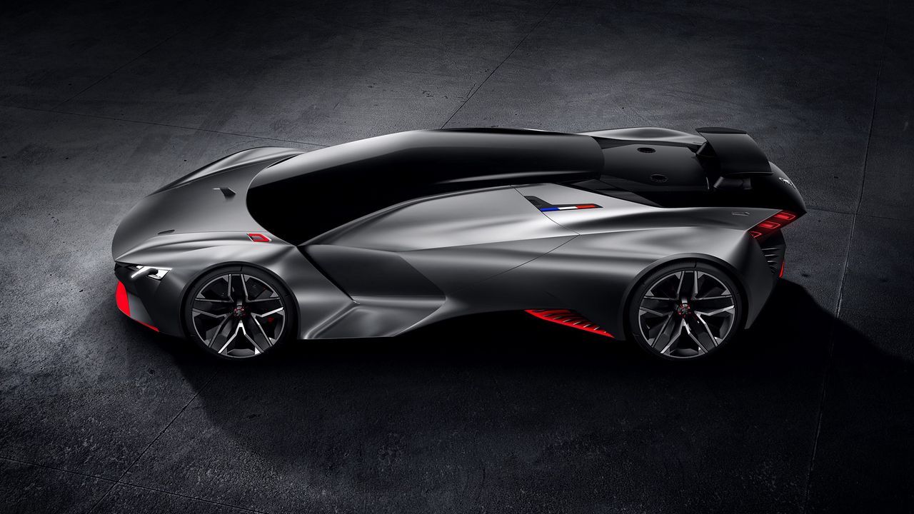 Обои peugeot, vision, gran turismo, концепт, черный, вид сбоку