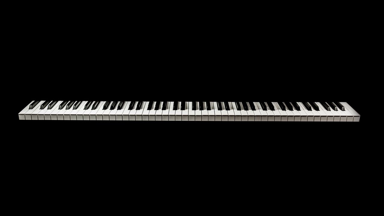 Обои пианино, клавиши, чб, минимализм