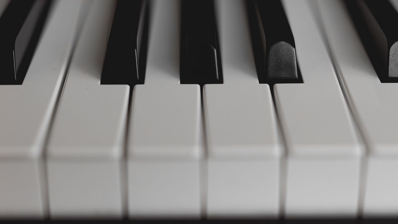 Обои пианино, клавиши, чб, музыкальный инструмент, музыка