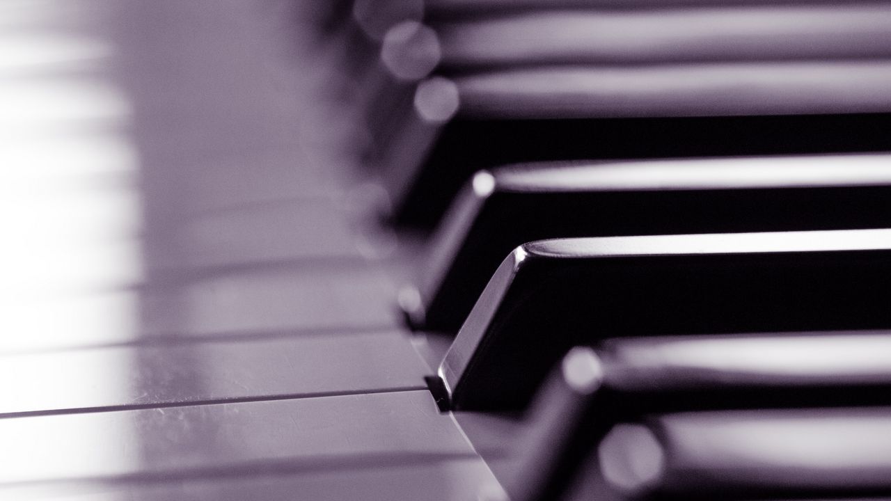 Обои пианино, клавиши, черно-белый, музыка