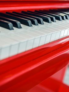 Превью обои пианино, клавиши, макро, красный