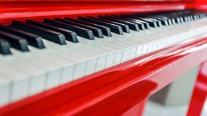 Превью обои пианино, клавиши, макро, красный