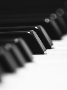 Превью обои пианино, клавиши, музыкальный инструмент, черный, белый