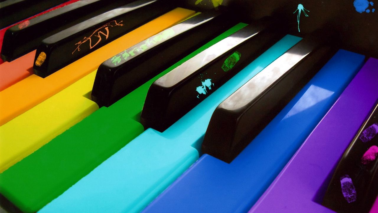 Обои пианино, разноцветный, клавиши