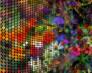 Превью обои пиксели, круги, разноцветный, арт